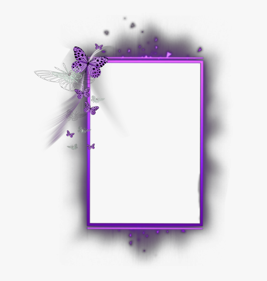 Transparent Purple Butterfly Border Clipart - Butterfly Border Line Design, Transparent Clipart