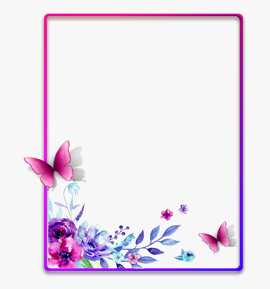 Ftestickers Frame Borders Watercolor Flowers Pimk - Frames And Borders Flowers, Transparent Clipart