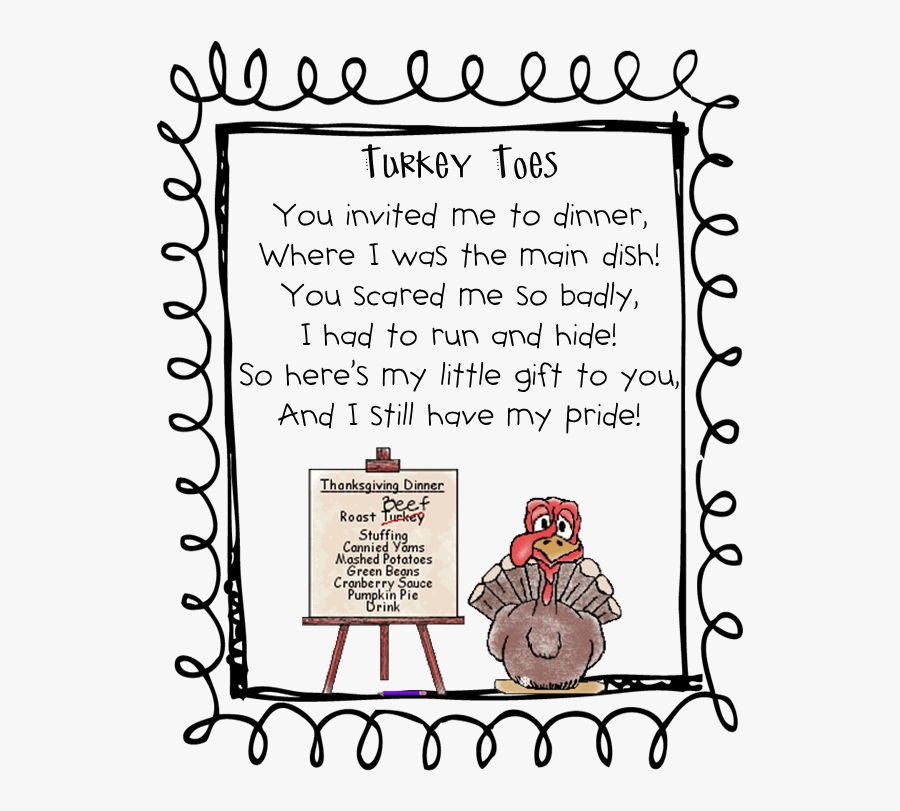 Turkey Toes Poem, Transparent Clipart