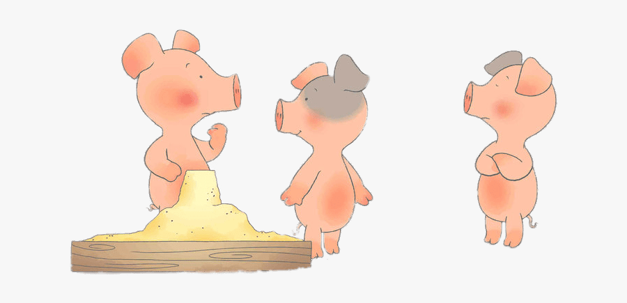 Wibbly Pig And Two Friends Near The Sandpit - Cartoon, Transparent Clipart