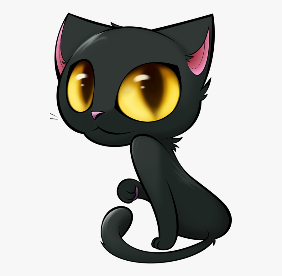 Clip Art Gato Espiando - Cute Black Cat Drawing, Transparent Clipart