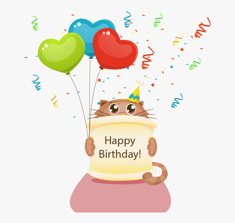 Cat Kitten Birthday - การ์ด วัน เกิด แมว, Transparent Clipart