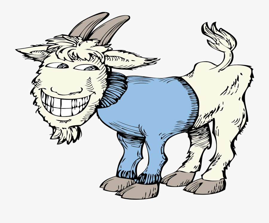 Goat, Blue, Farm, Sweater, Animal, Funny, Laughing - Goat In A Coat Clipart, Transparent Clipart