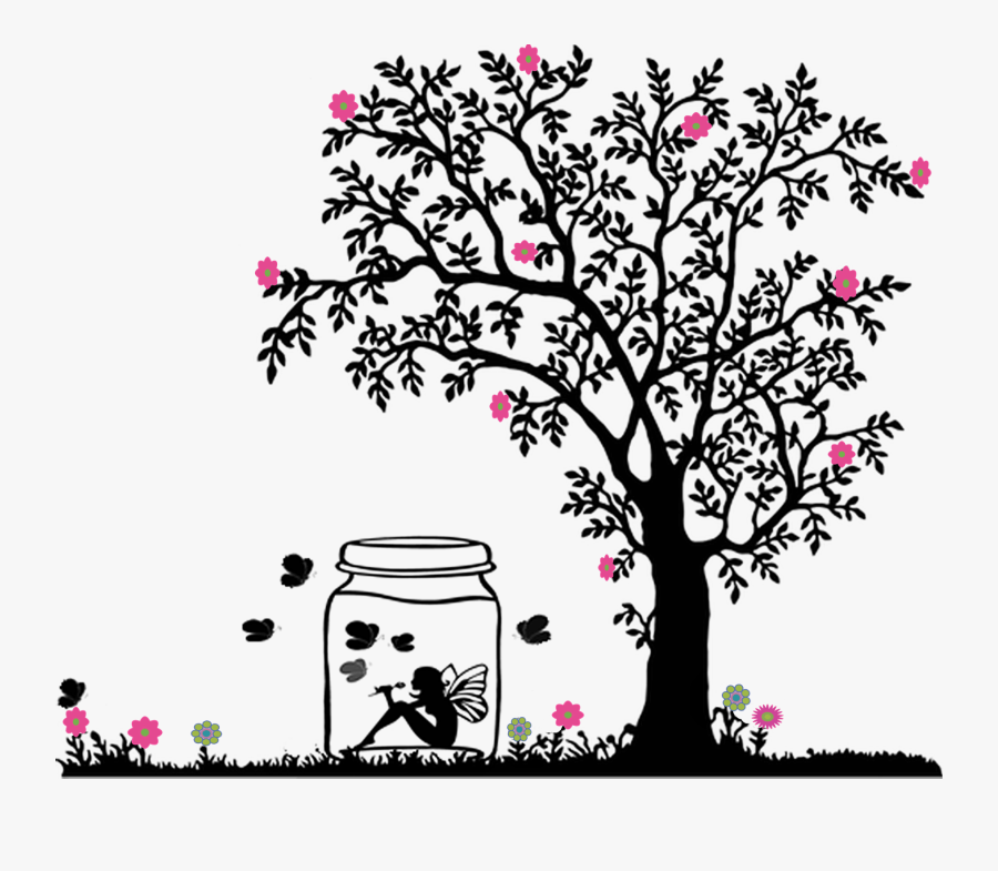Design, Jar, Tree, Drawing, Animation, Flower, Tree, - Black And White Tree Clipart, Transparent Clipart