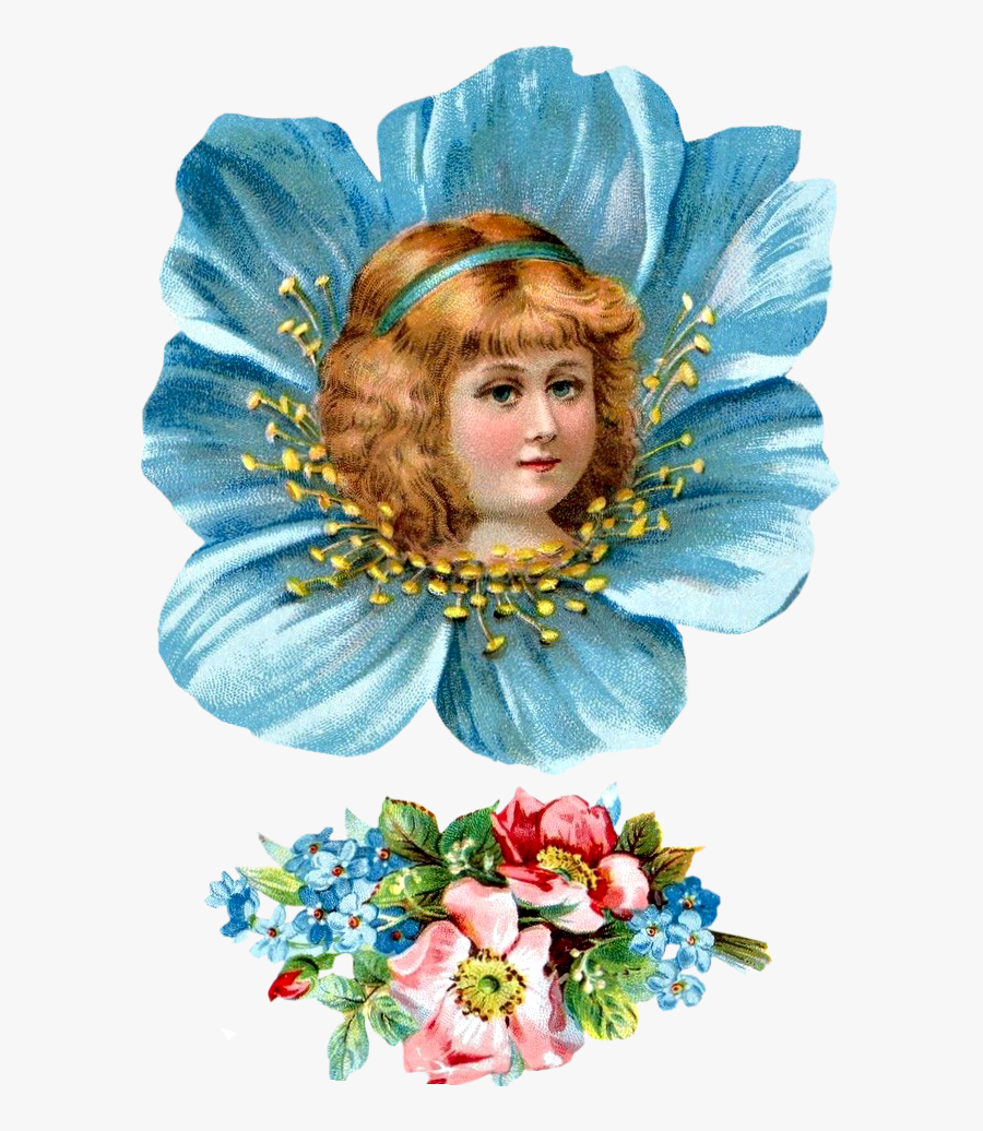 Free Victorian Flower Girl Head Clipart - Victorian Die Cuts Free, Transparent Clipart
