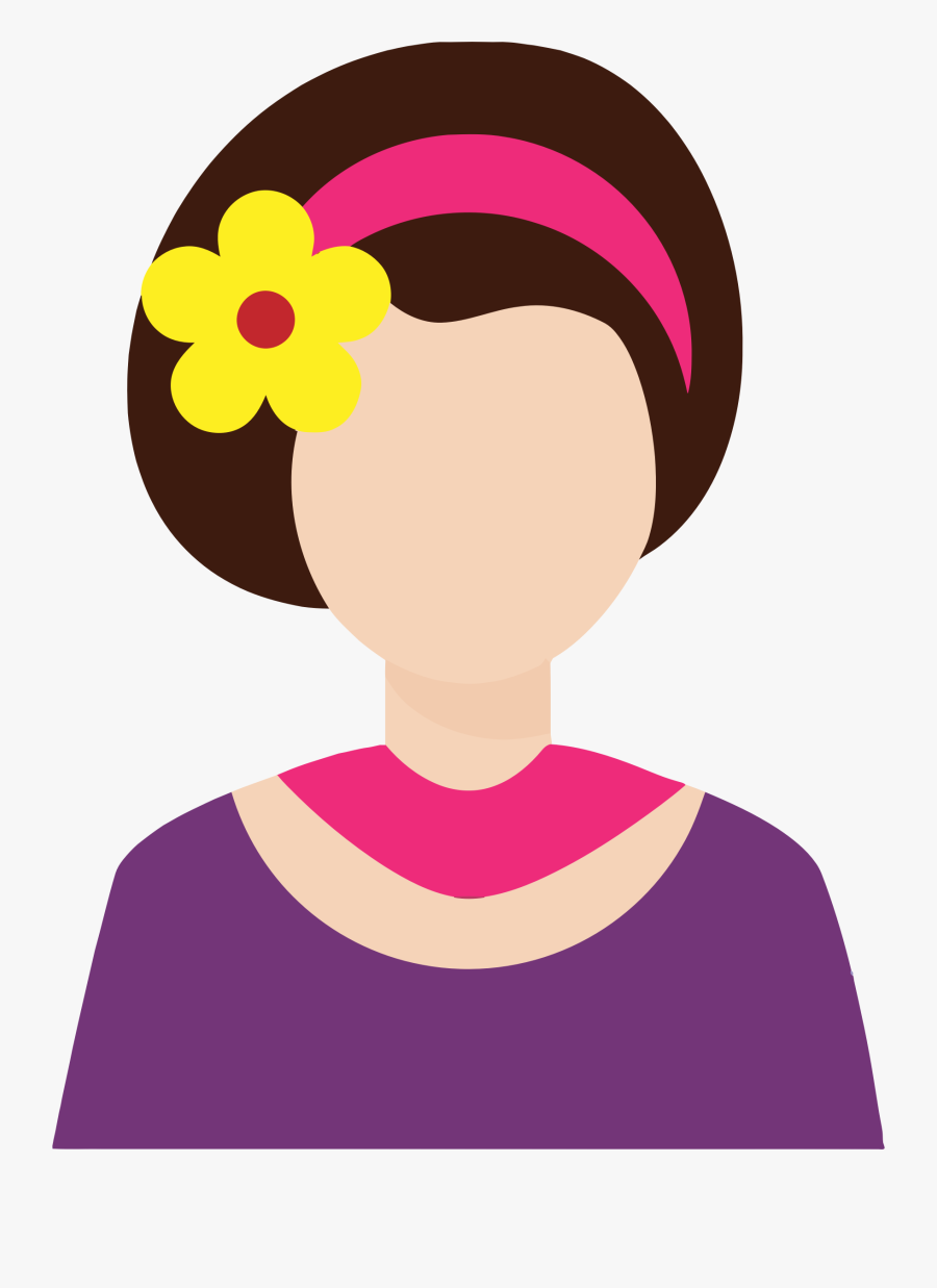 Female Avatar With Flower In Hair - Flower In Hair Clipart, Transparent Clipart
