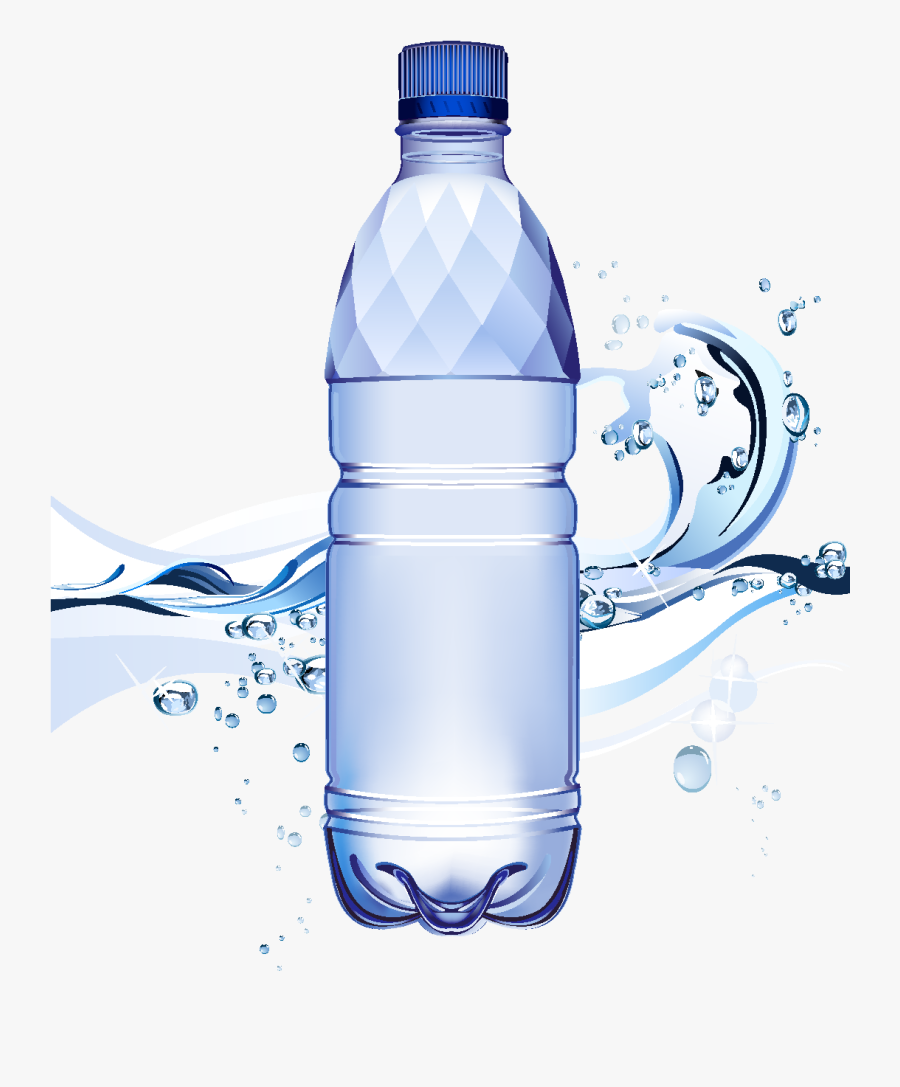 Cartoon Waterdrop Mineral Water Element - Transparent Background Cartoon Water Bottles, Transparent Clipart