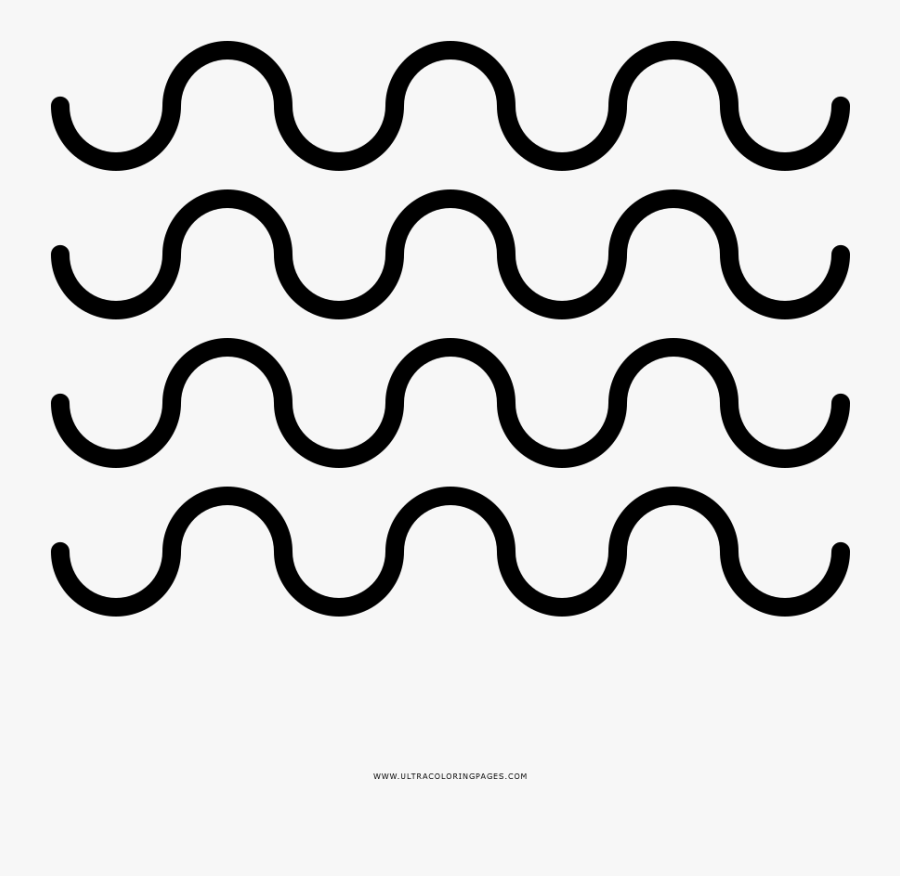 Water Waves Coloring Page - Line Art, Transparent Clipart