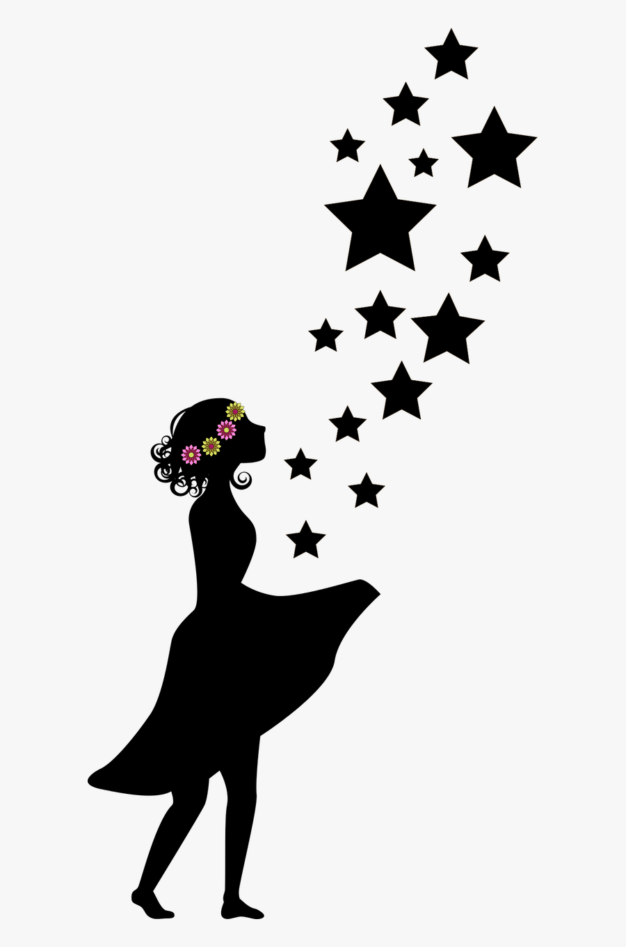 Flower Girl Sterntaler Girl Free Picture - Scherenschnitt Mädchen, Transparent Clipart
