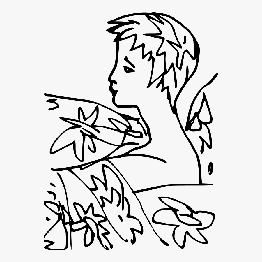 Outline Of Woman Surrounded By Flowers - Clip Art, Transparent Clipart