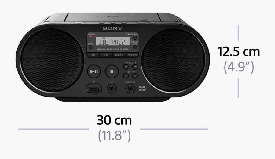 Cd Boombox With Dab /fm Digital Radio Tuner And Usb - Sony Zs-ps55b Black Hardware/electronic, Transparent Clipart