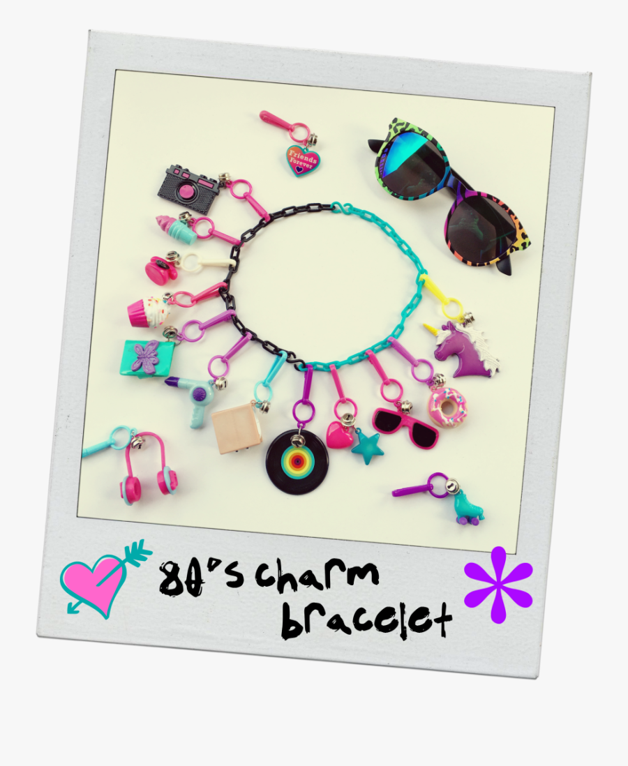 Neon 80s Rollerskating Party Charm Bracelet, Transparent Clipart