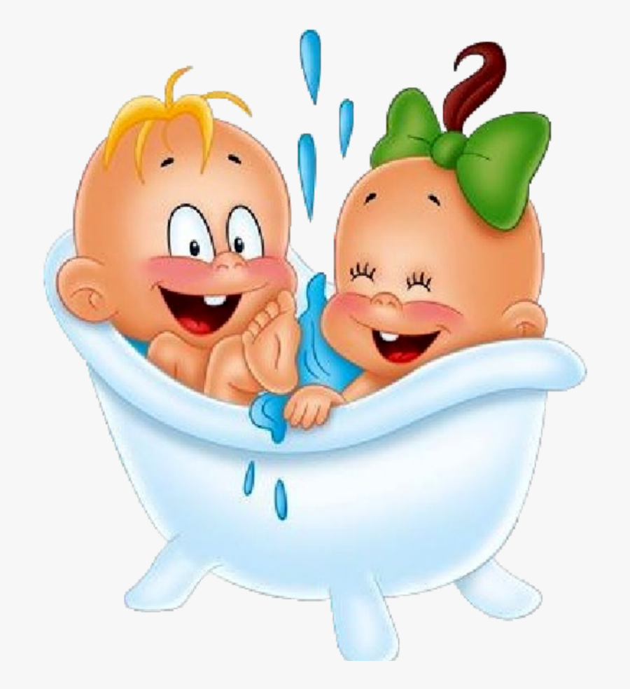 #ftestickers #clipart #cartoon #babies #bathtime #laughing - Funny Baby Boy And Girl Clipart, Transparent Clipart