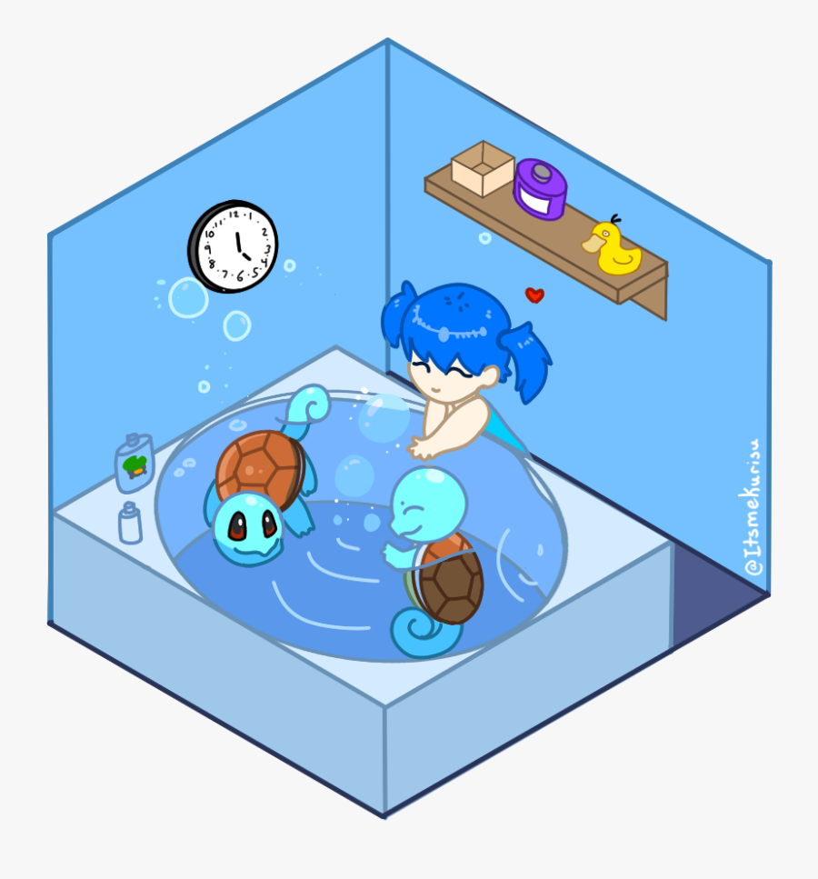 Bath Time For Squirtle - Cartoon, Transparent Clipart