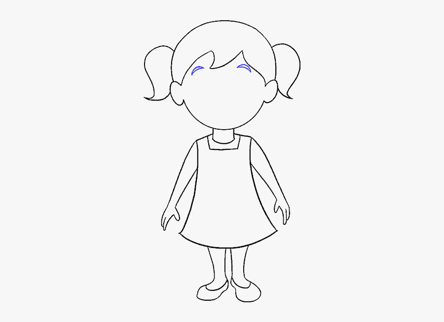 How To Draw Cartoon Girl - Easy Cartoon Little Girls, Transparent Clipart