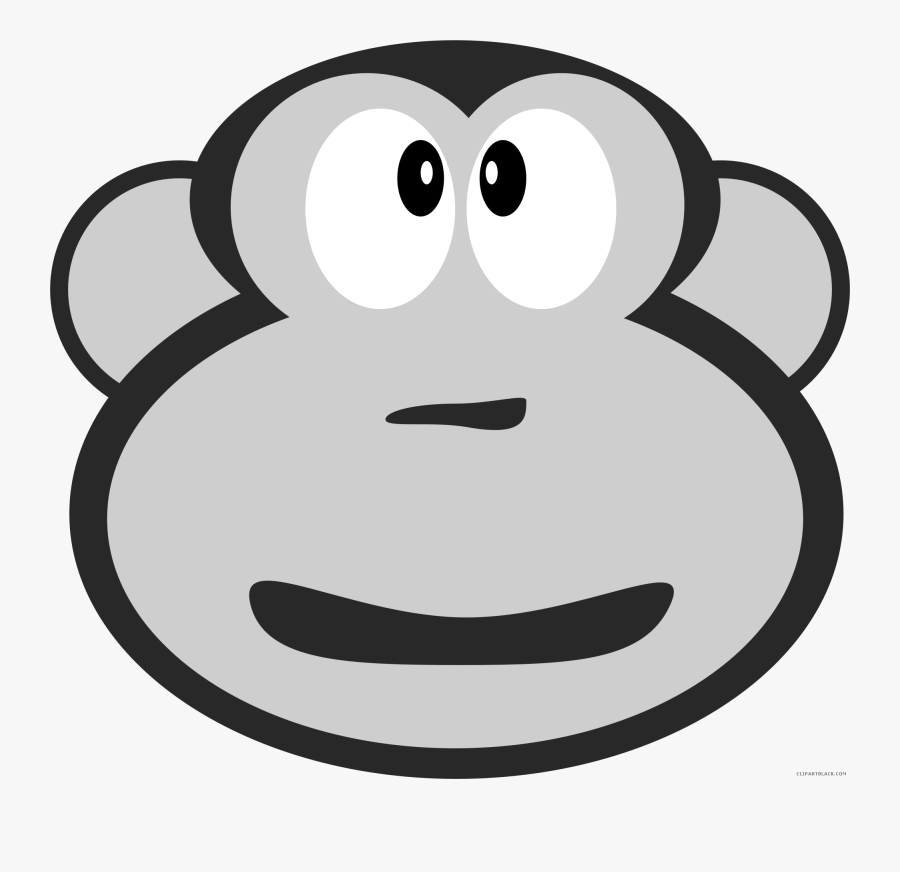 Monkey Head Animal Free Black White Clipart Images - Cartoon, Transparent Clipart