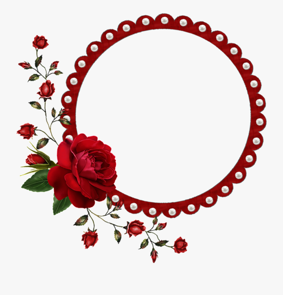 Royalty Free Vector Clip Art Illustration Of A Digital - Red Flower Circle Frame, Transparent Clipart