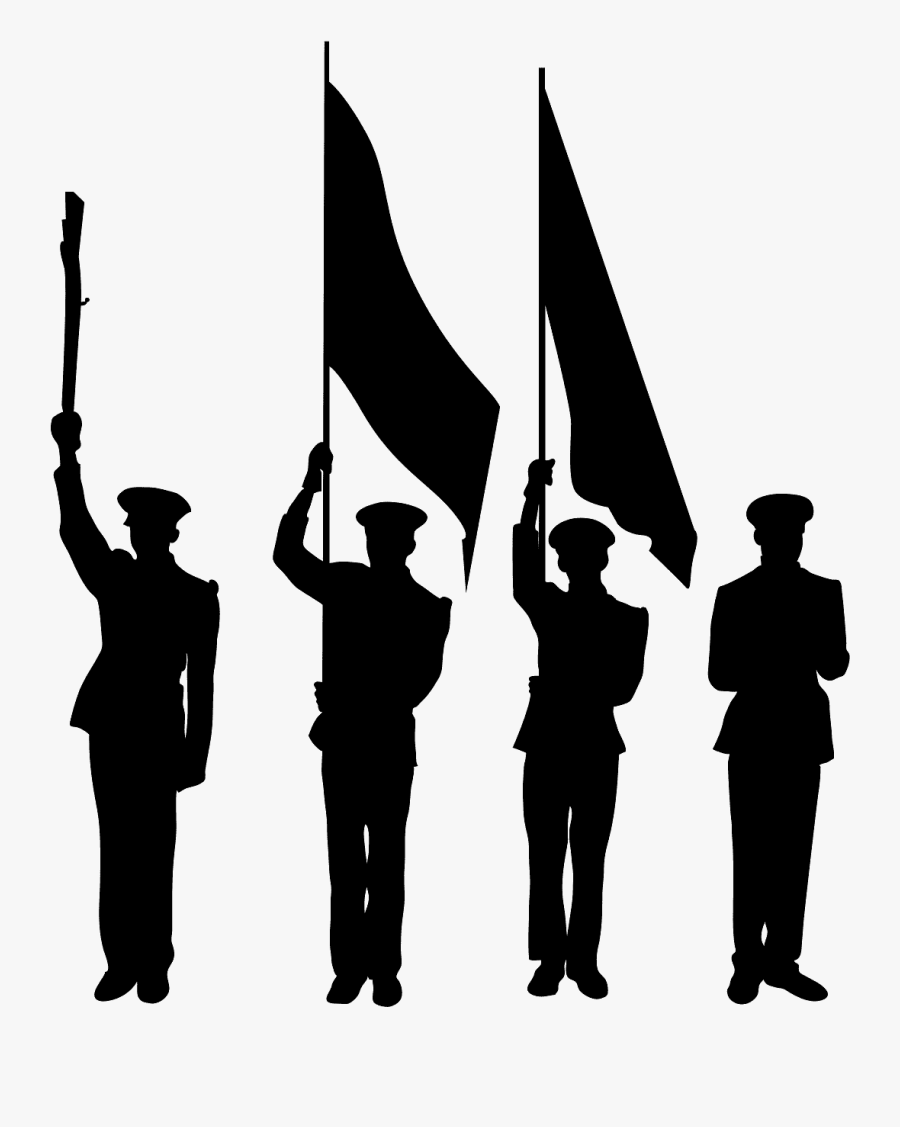 Army Color Guard Silhouette, Transparent Clipart