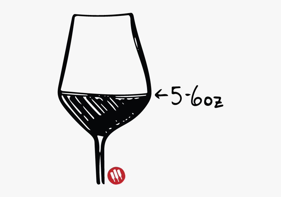 Wine Folly Standar Pour Size - Half Full Wine Glass Clipart Black And White, Transparent Clipart