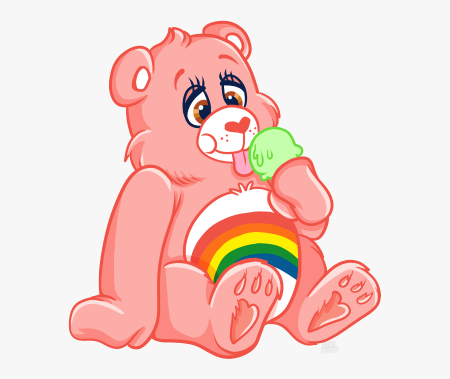 Cheer Bear Eating Ice Cream By Niwinoodle - Bear Eating Ice Cream Cartoon, Transparent Clipart