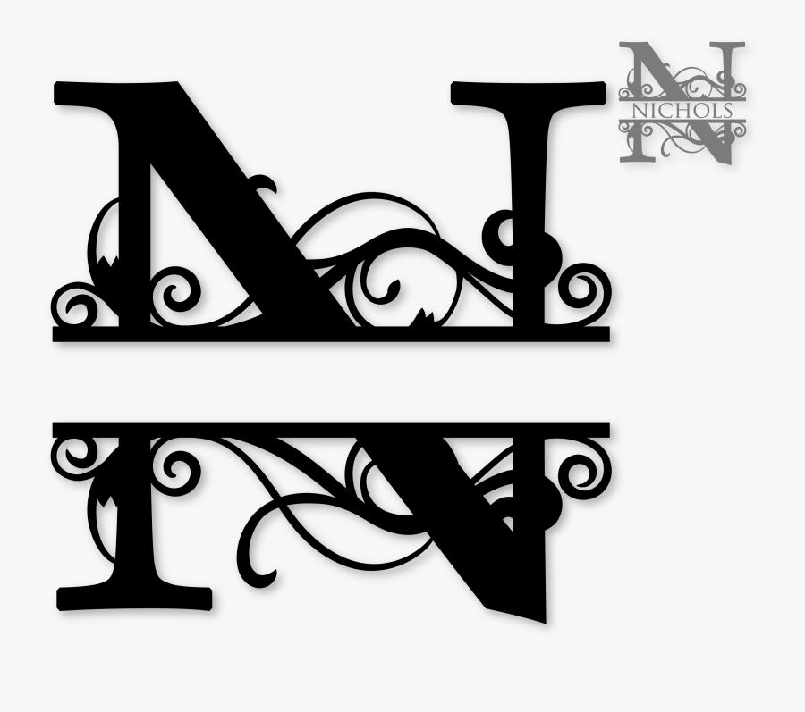 Monogram Letters Clip Art - Split Letter Monogram N, Transparent Clipart