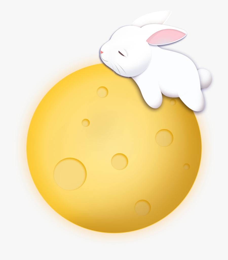 #bunny #rabbit #moon #goodnight #sleeping #moonfestival - Rabbit And The Moon Cartoon, Transparent Clipart