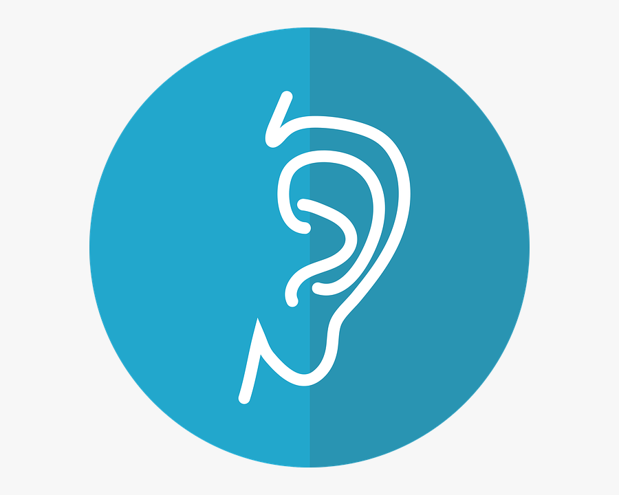 A Clipart Image Of An Ear In A Blue Circle - Hear Icon Png, Transparent Clipart