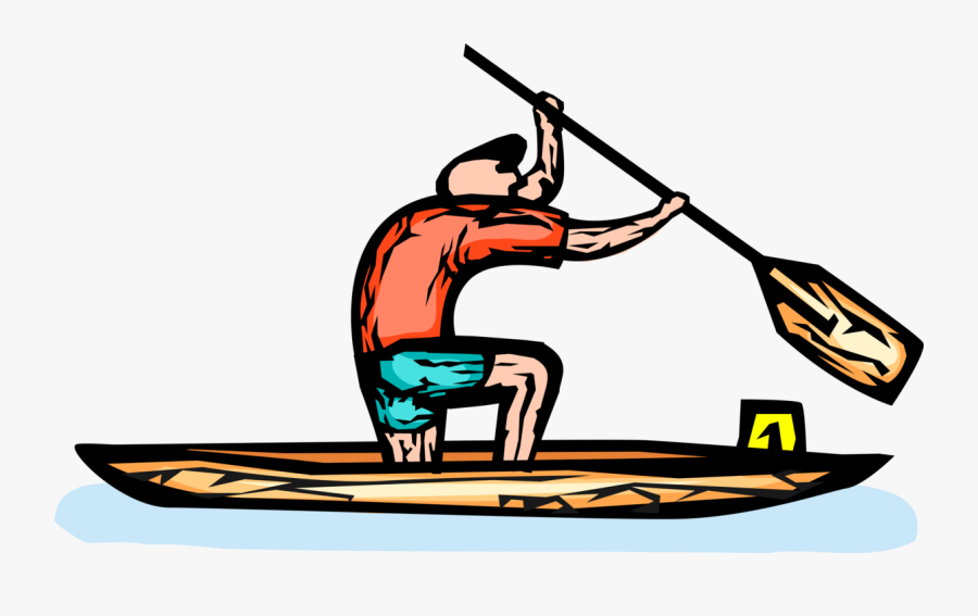 Vector Illustration Of Canoeist In Canoe Paddles In, Transparent Clipart