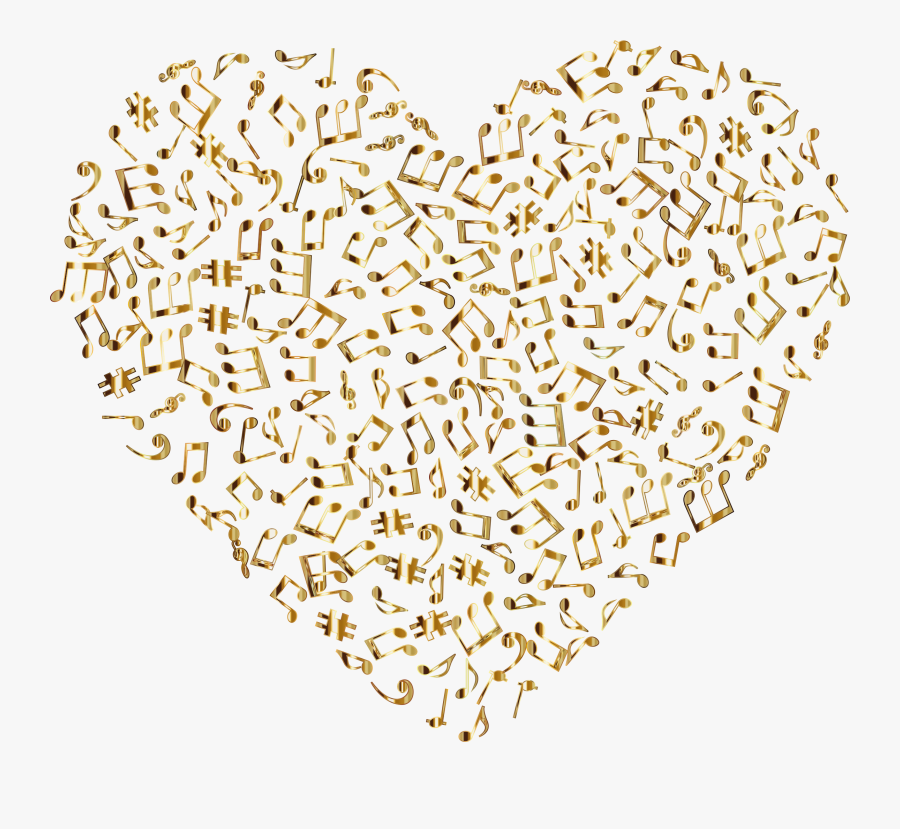 Gold Musical Heart 4 2 No Background Clip Arts, Transparent Clipart