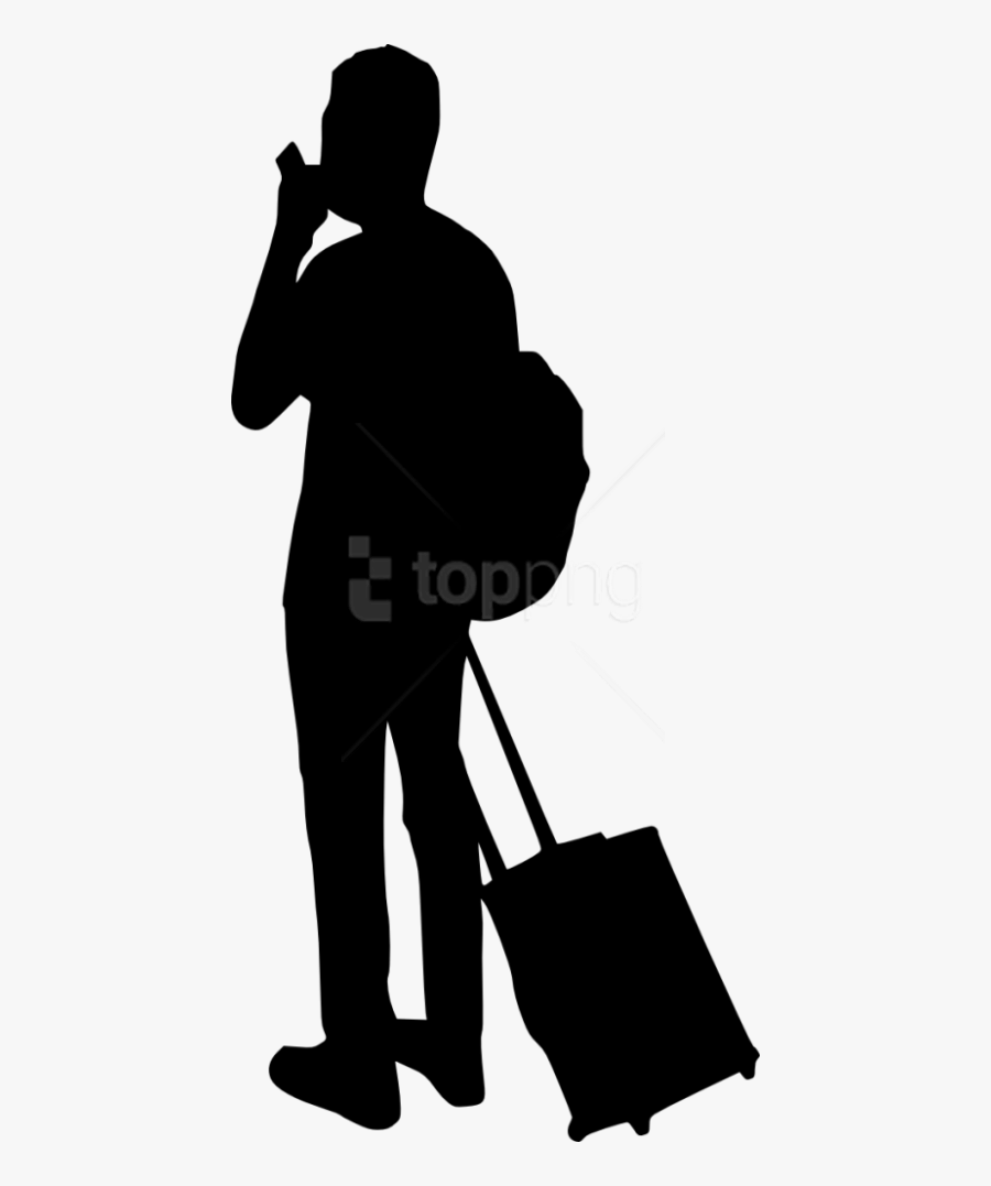 Free Png People With Luggage Silhouette Png - Person With Luggage Silhouette Png, Transparent Clipart