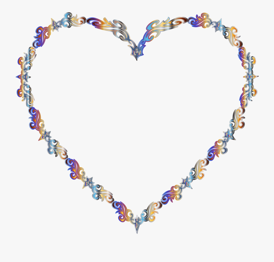 Colorful Fancy Decorative Line Art Heart 2 Clip Arts - Necklace, Transparent Clipart