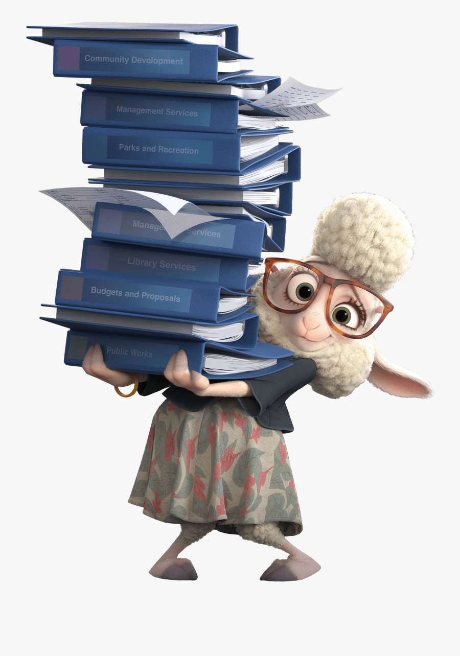 Zootopia Dawn Bellwether Holding Stack Of Files - Zootopia Bellwether Png, Transparent Clipart