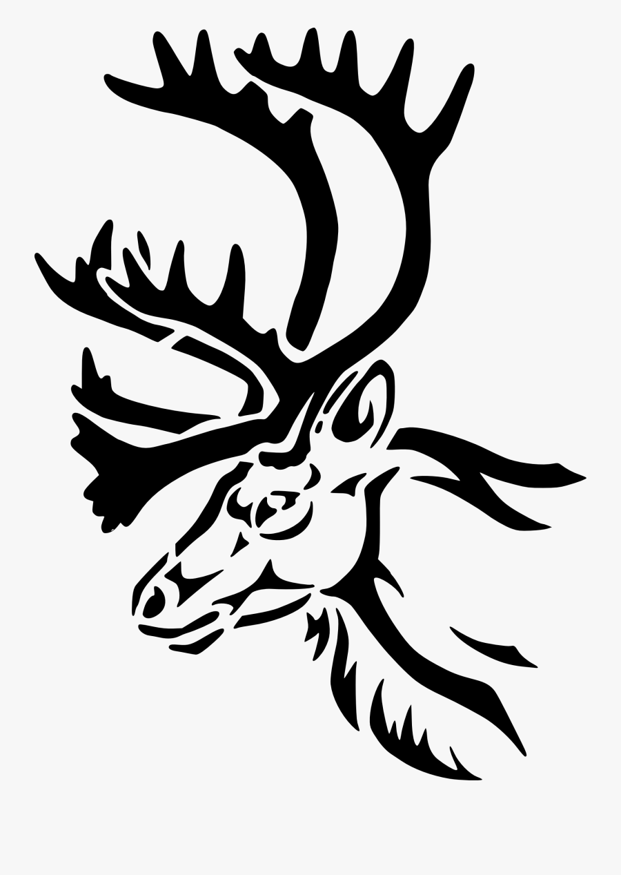 Tribal Elk Head - Caribou Clipart, Transparent Clipart