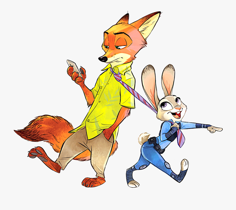 Nick And Judy - Fox And Rabbit Zootopia, Transparent Clipart