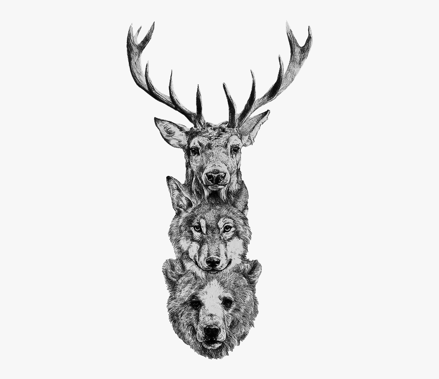 Clip Art Elk Totem - Native American Tattoos Animals, Transparent Clipart