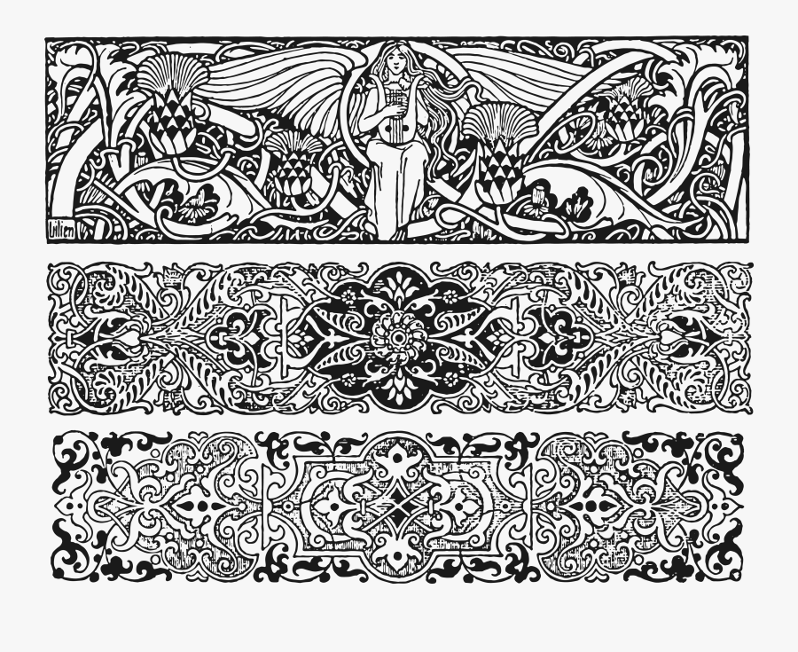 Transparent Celtic Border Png - Art Nouveau Border Pattern, Transparent Clipart