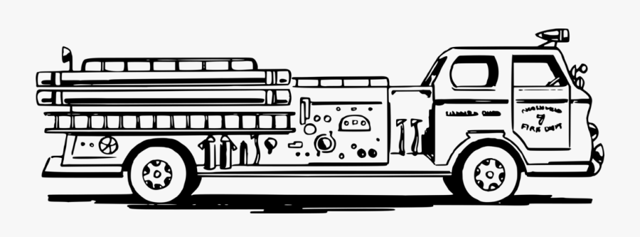 Black And White Firetruck Clipart, Transparent Clipart