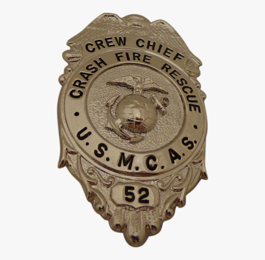 Vintage Usmc Crew Chief Badge Fire Crash Rescue Air - Emblem, Transparent Clipart
