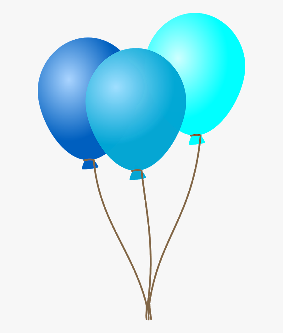 Birthday Decoration Balloons Vector Png Image - Blue Balloons With String, Transparent Clipart