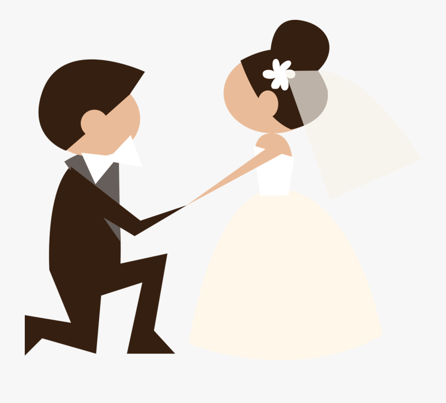 Wife Marriage Romance Love - Bride And Groom Vector Cartoon, Transparent Clipart