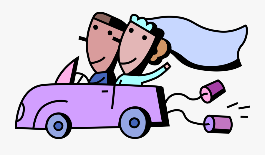 Vector Illustration Of Newlywed Married Couple Husband, Transparent Clipart