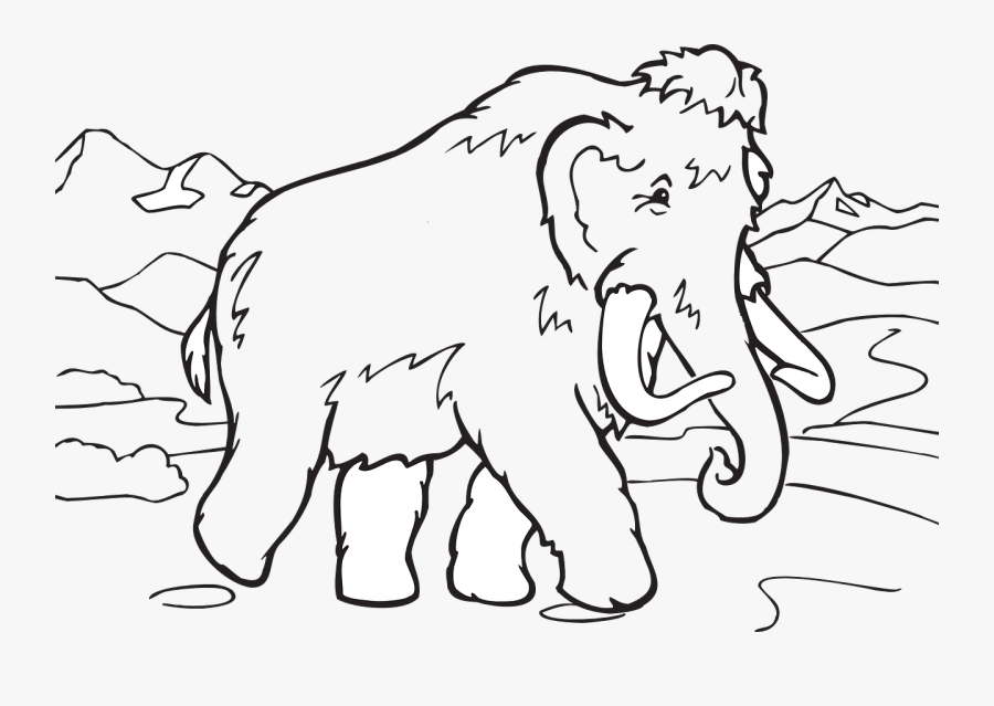 Coloring Book Mammoth - Mamut Dibujo Para Colorear, Transparent Clipart
