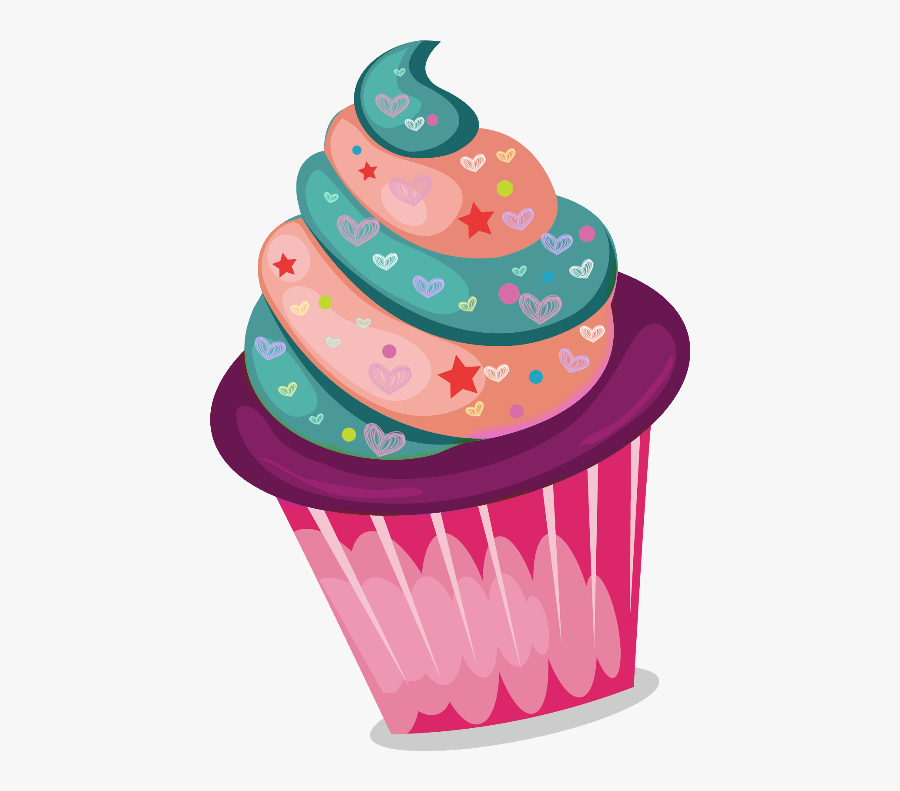 Colorful Cupcake Clipart Png Transparent Png , Png - Transparent Background Cupcake Clipart, Transparent Clipart