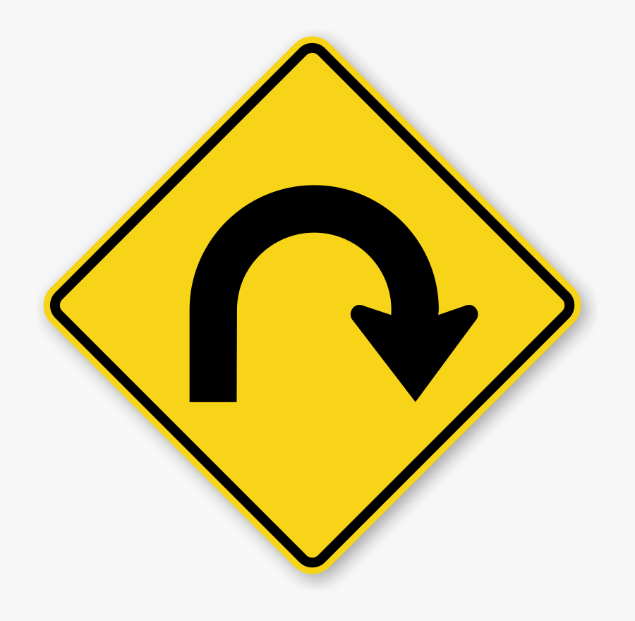 Clip Art Hairpin Curve Right Symbol - U Turn Traffic Sign, Transparent Clipart