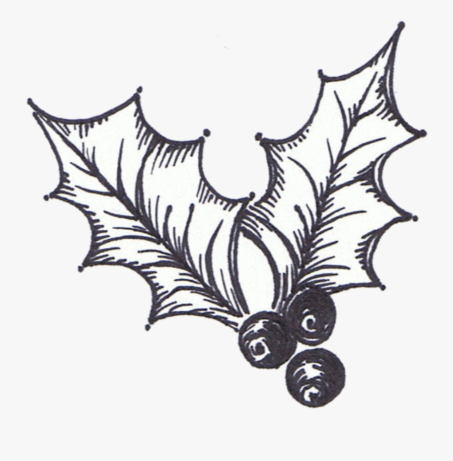 Holly Leaf Clipart Collection Free Coloring Pages Transparent - Black And White Mistletoe, Transparent Clipart