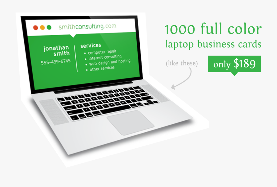 Clip Art Creative Laptop Card Design - Folded Laptop Business Card, Transparent Clipart