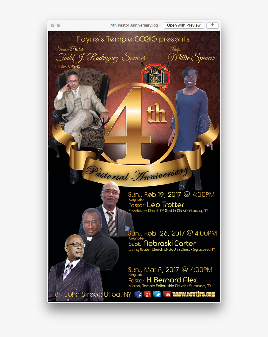 Clip Art Pastoral Anniversary Flyer - Flyer, Transparent Clipart