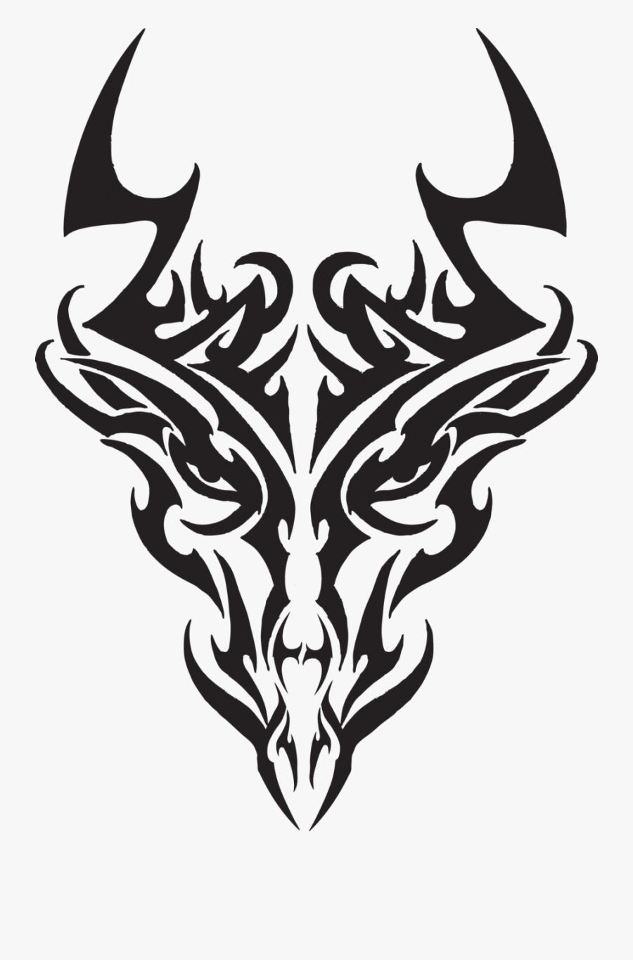 Clip Art Tribal Dragon Tattoos Tr - Tribal Dragon Face Tattoo, Transparent Clipart