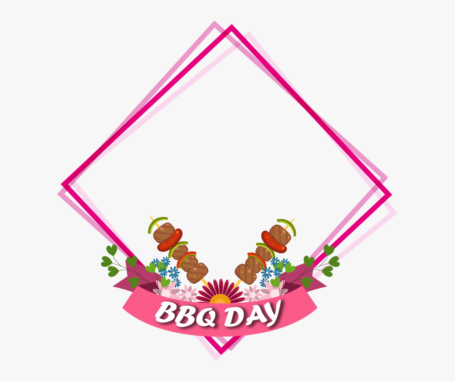 #day #bbq #frame #pink #kabab #flower #flowerframe, Transparent Clipart
