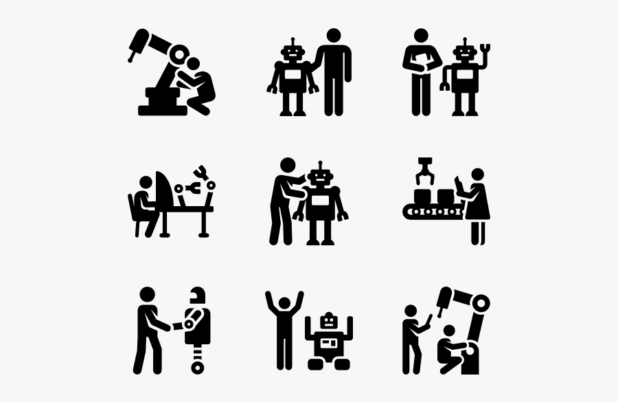 People,social Group,text,font,line Art,black And White,family - Human Robot Interaction Icon, Transparent Clipart